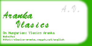 aranka vlasics business card